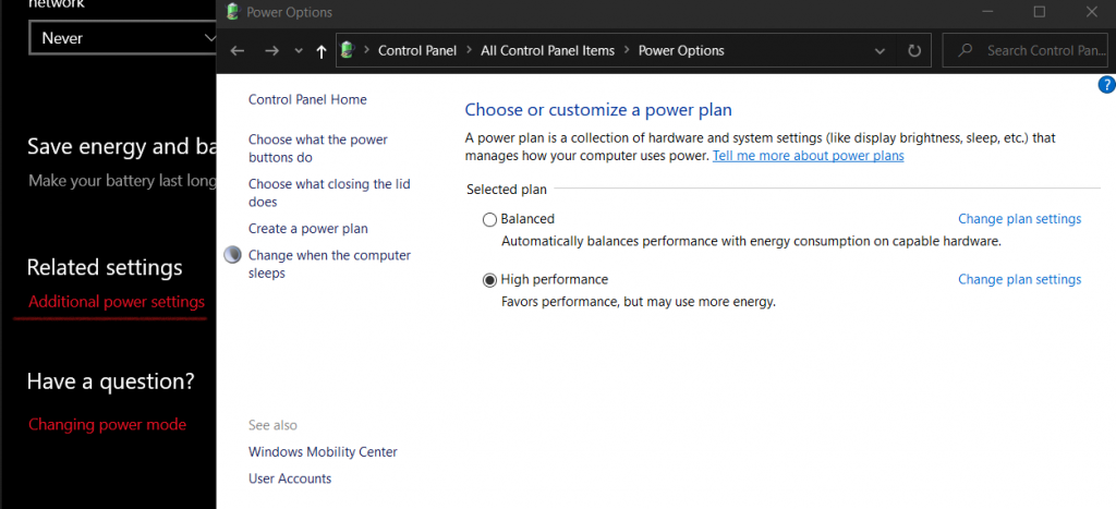 Windows 10 Additional Power Settings Tuning